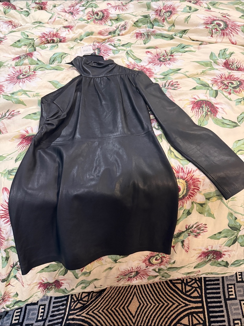 Zara Black Genuine Leather off shoulder mini dress (LBD)
